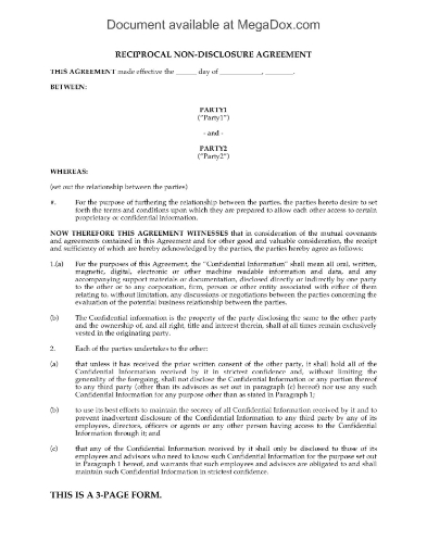 Picture of Mutual Nondisclosure Agreement | Canada