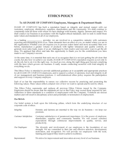 Picture of Ethics Policy Statement