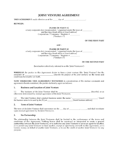 UK Joint Venture Agreement