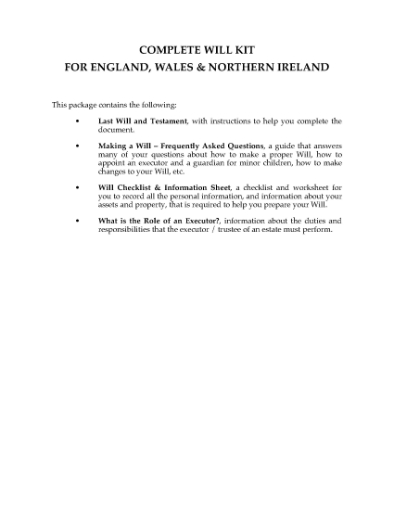 Picture of Legal Will Kit | UK