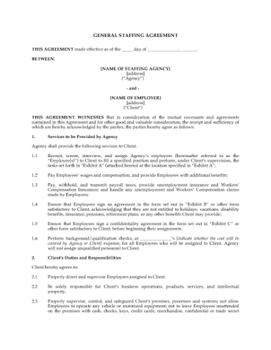 Picture of General Staffing Agreement