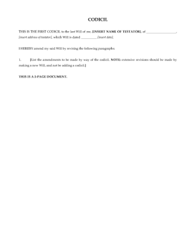 Picture of Ontario Codicil to Will