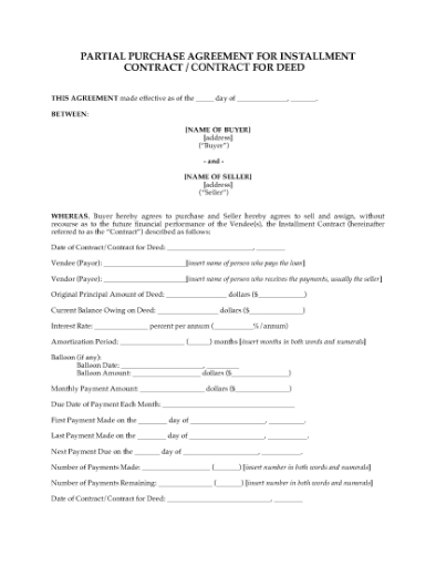 Picture of USA Purchase Agreement for Contract for Deed