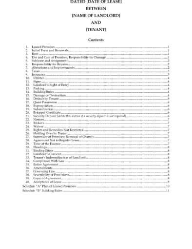 Picture of Alberta Standard Form Commercial Lease