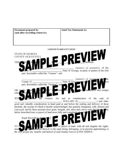 Picture of Georgia Limited Warranty Deed