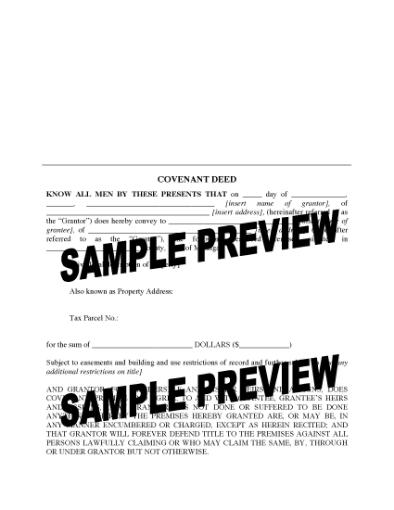 Picture of Michigan Covenant Deed