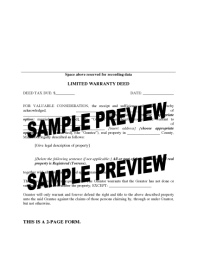 Picture of Minnesota Limited Warranty Deed