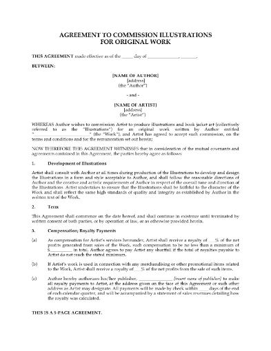 Illustration Commission Agreement with Royalty Payments