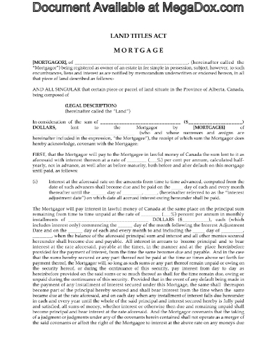 Alberta Vendor Take-Back Mortgage