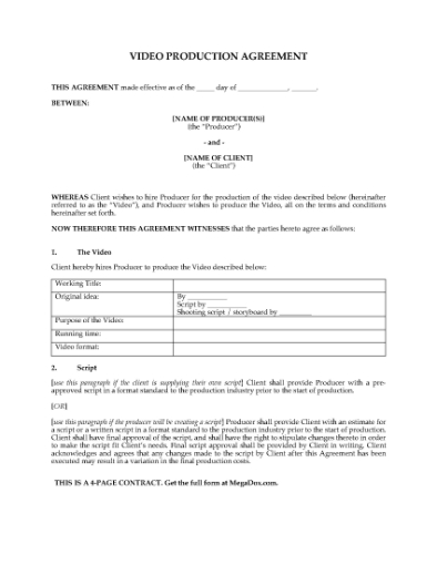 Picture of Video Production Contract