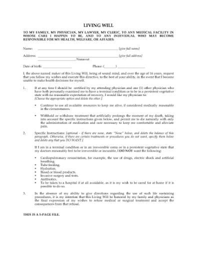 Picture of Nunavut Advance Health Care Directive