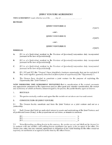 Alberta Joint Venture Agreement