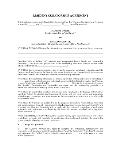 Picture of USA Resident Curatorship Agreement
