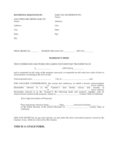 Picture of California Warranty Deed