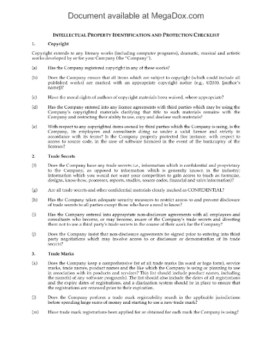 Intellectual Property Checklist and Analysis
