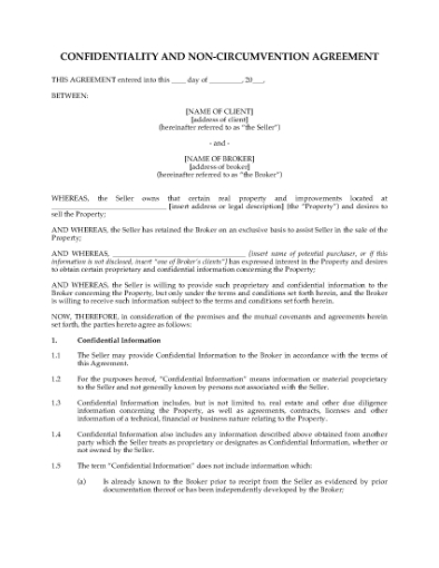 Picture of USA Confidentiality and Noncircumvention Agreement for Real Estate Sale