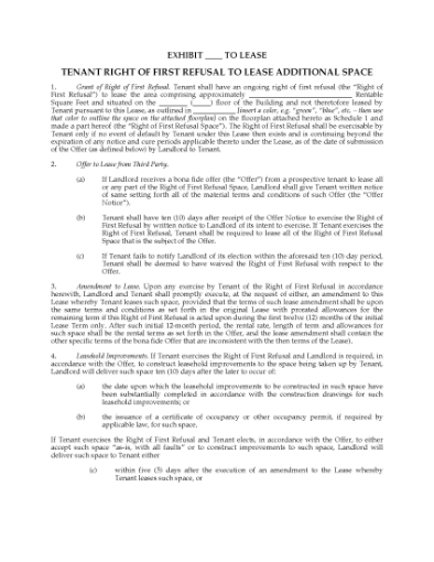 Picture of Right of First Refusal to Lease Additional Space