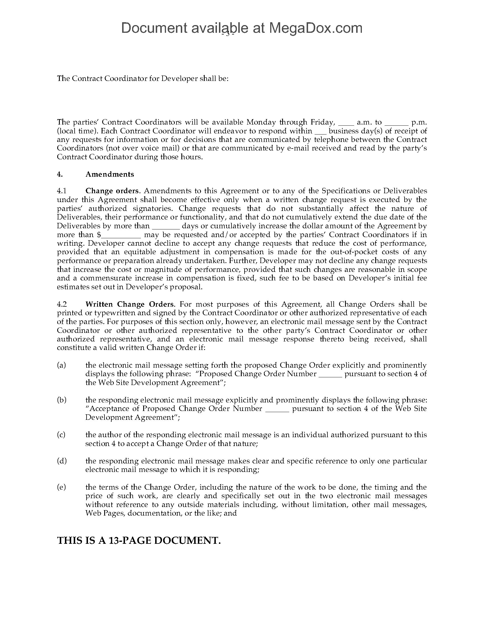 website development agreement | MegaDox.com