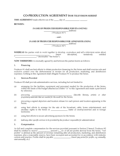 Picture of Co-Production Agreement for TV Series