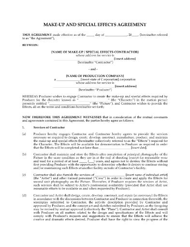 Make-Up and Special Effects Agreement
