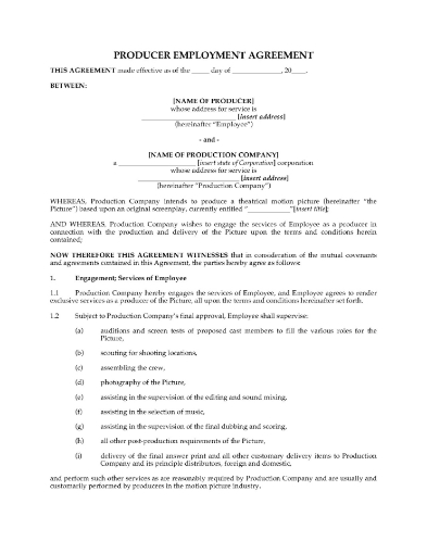 Film Producer Employment Contract