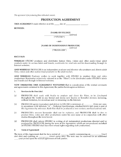 Adult Film Production Agreement