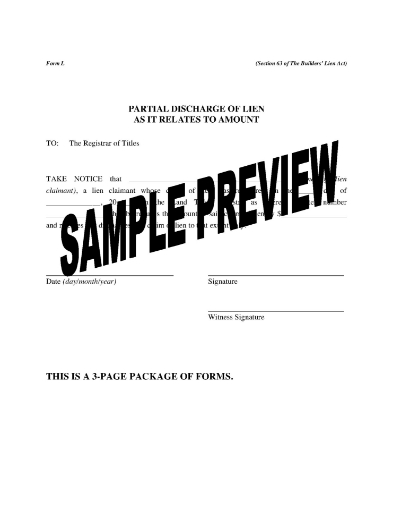 Saskatchewan Lien Discharge Forms Package