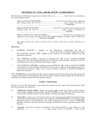 Picture of China Technical Collaboration Agreement