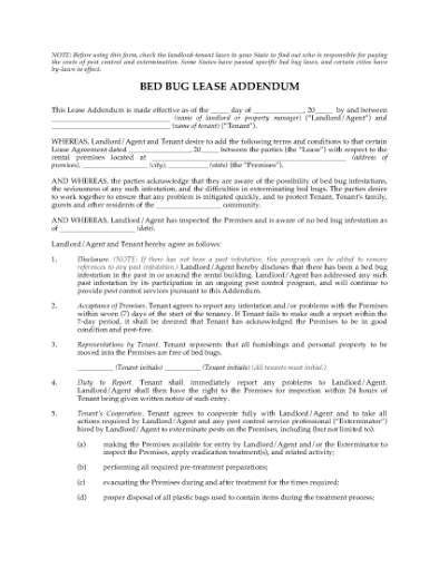 Picture of USA Bed Bug Lease Forms Package
