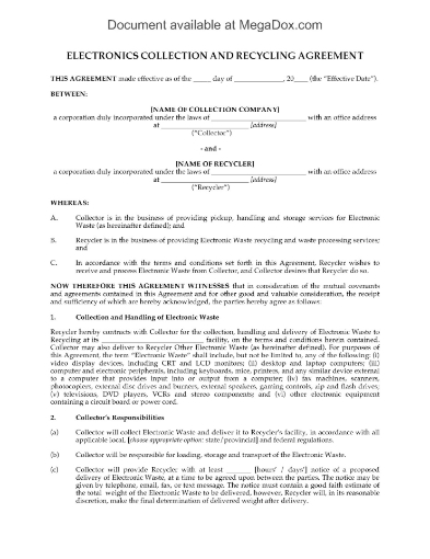 Picture of Electronic Waste Collection and Recycling Agreement