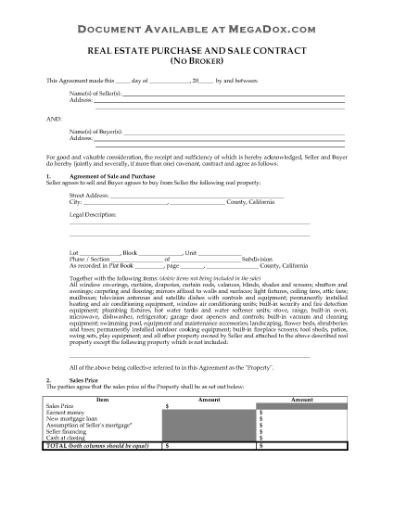 Picture of California Real Estate Contract (No Broker)