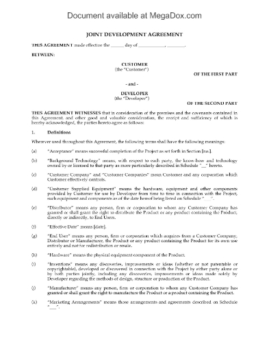 Joint Product Development Agreement