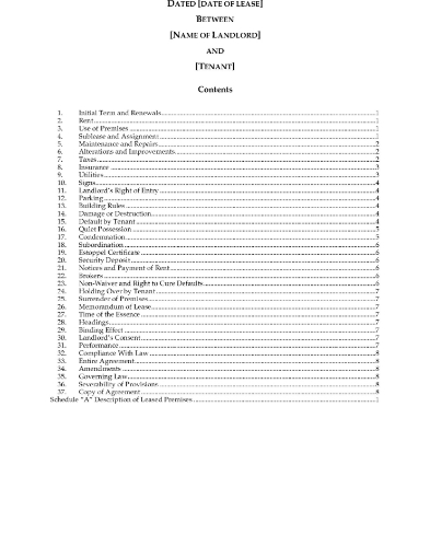North Dakota Commercial Lease Agreement