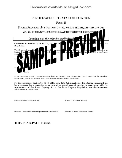 BC Certificates of Strata Corporation