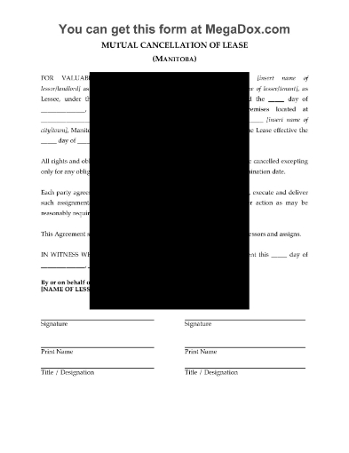 Manitoba Mutual Cancellation of Commercial Lease