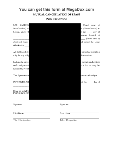 Picture of New Brunswick Mutual Cancellation of Commercial Lease