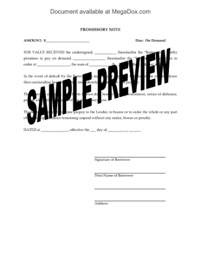 Picture of Interest-Free Demand Promissory Note