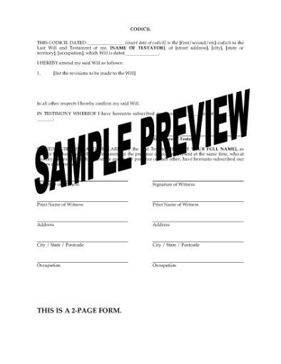 Picture of Australia Will Codicil