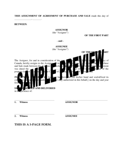 Picture of Nova Scotia Assignment of Real Estate Purchase and Sale Agreement