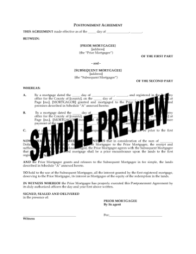 Picture of Nova Scotia Postponement Agreement