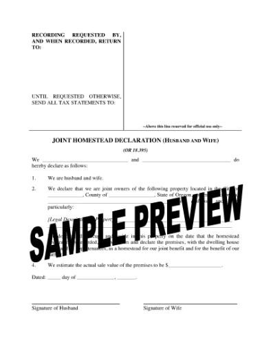 Picture of Oregon Joint Homestead Declaration
