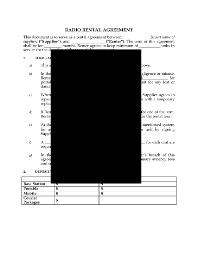 Picture of Mobile Radio Rental Agreement