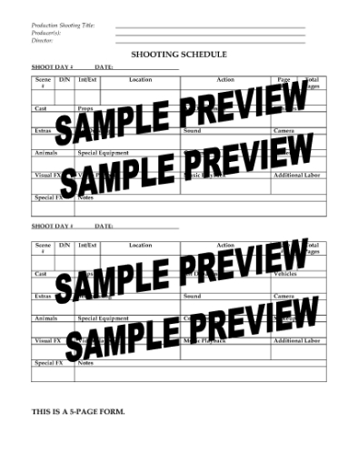 Picture of Film Production Shooting Schedule