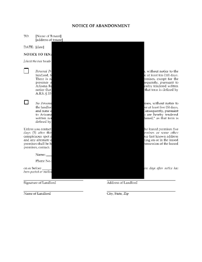 Arizona Notice of Abandonment form
