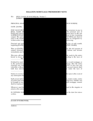 Picture of Balloon Mortgage Promissory Note