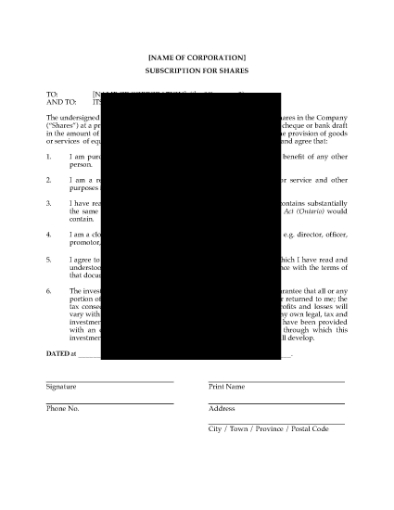 Picture of Ontario Investor Share Subscription