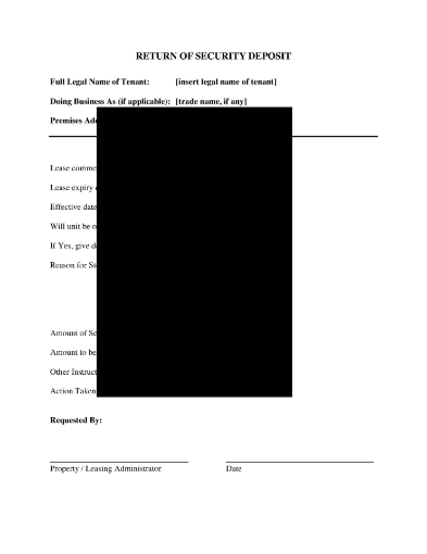 Security Deposit Statement for commercial tenants