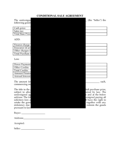 Picture of Conditional Sale Contract