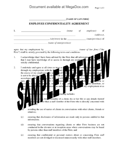 Employee Confidentiality Agreement for Law Firm