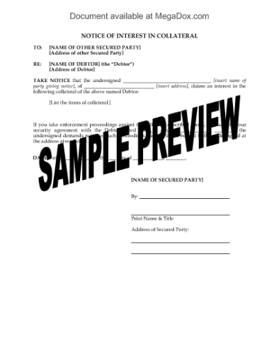Picture of Notice of Interest in Collateral | Canada